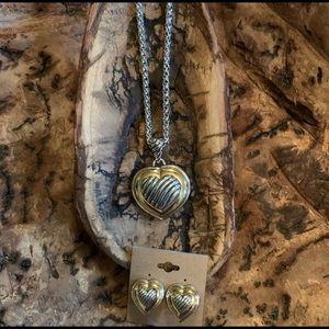 Gold and Silver Necklace and Earrings Set